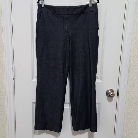 Talbots Women's 8 Newport Pants Flat Front Blue Polished Denim Trousers Career - Picture 1 of 6